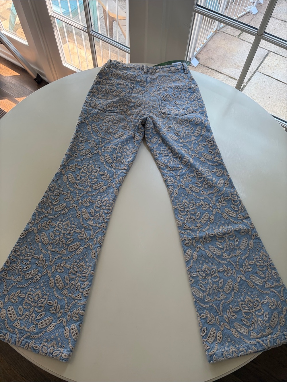 NWT Denim Eyelet Pockets Flare Pants - Picture 3 of 11